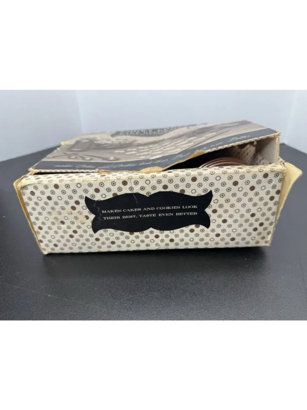 Vintage 1950s Sears Cooky Press Cake Decorator Set Copper Aluminum Boxed